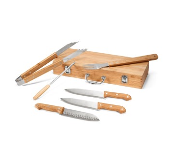 KABSA. Set di utensili per barbecue in scatola di bambù FullGadgets.com