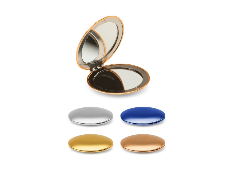 KAYLA. Specchio rotondo bifacciale in alluminiocon chiusura magnetica FullGadgets.com