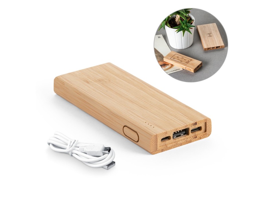 KOHN. Banca di alimentazione da 5'000 mAh in bambù FullGadgets.com