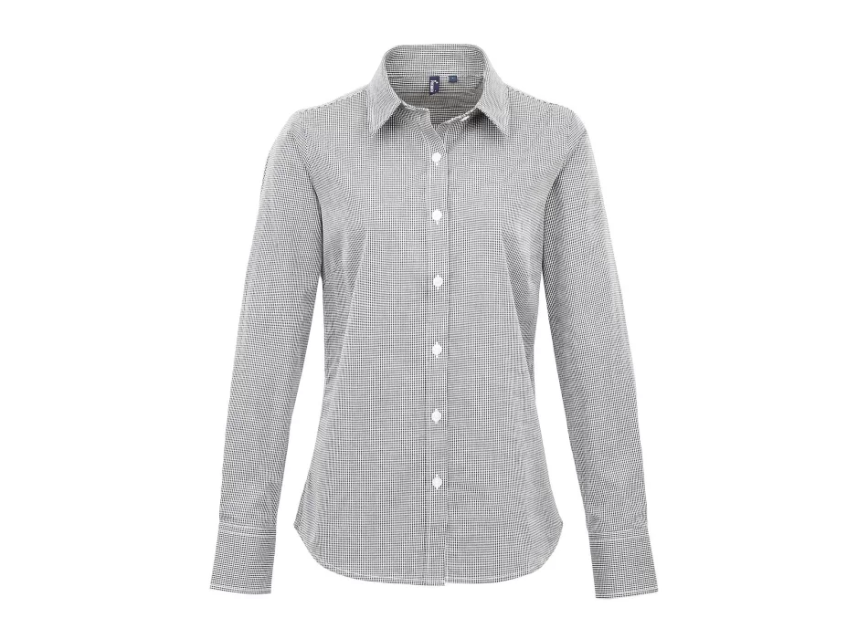 Ladies' Long Sleeve Microcheck Gingham Shirt FullGadgets.com