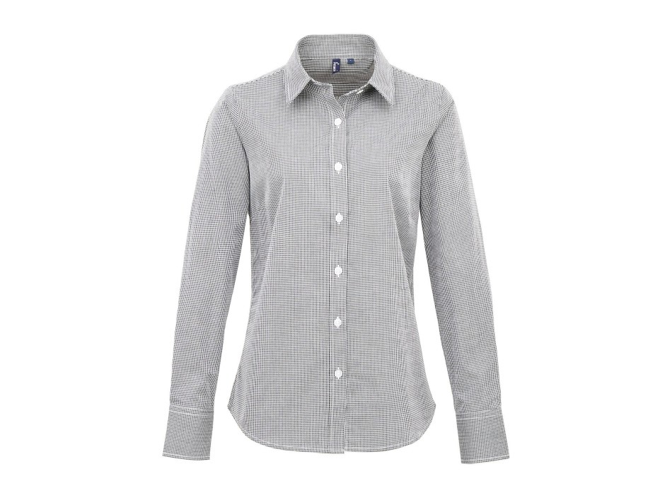 Ladies' Long Sleeve Microcheck Gingham Shirt FullGadgets.com