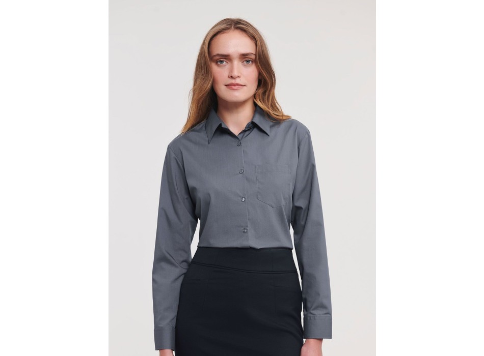 Ladies' Long Sleeve PolyCotton Poplin Shirt FullGadgets.com