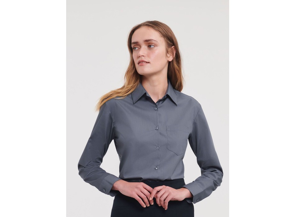 Ladies' Long Sleeve PolyCotton Poplin Shirt FullGadgets.com