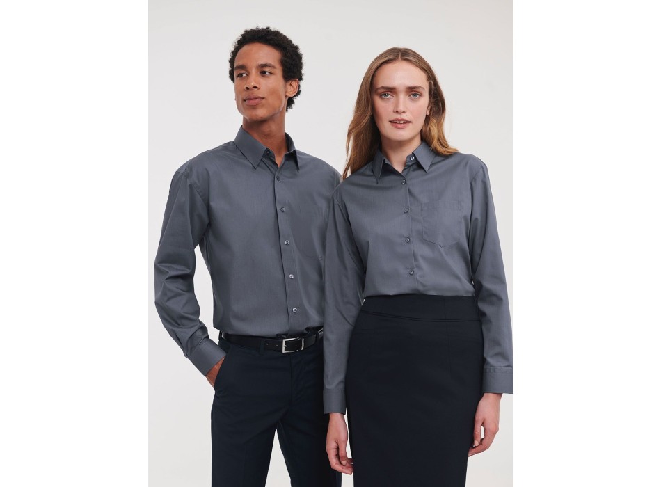 Ladies' Long Sleeve PolyCotton Poplin Shirt FullGadgets.com