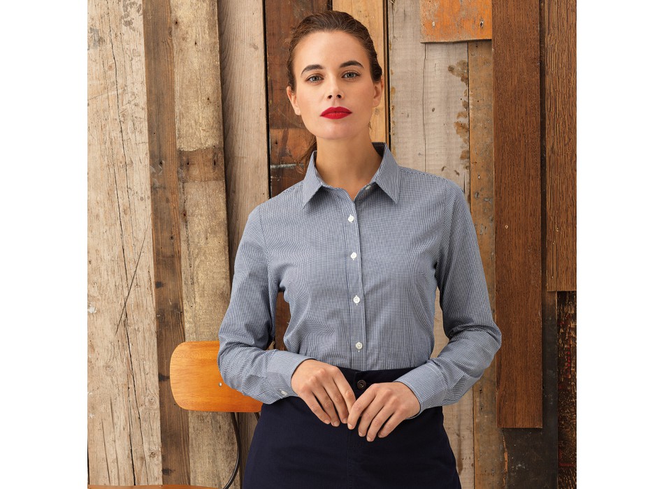 Ladies Microcheck ls shirt 100 FullGadgets.com