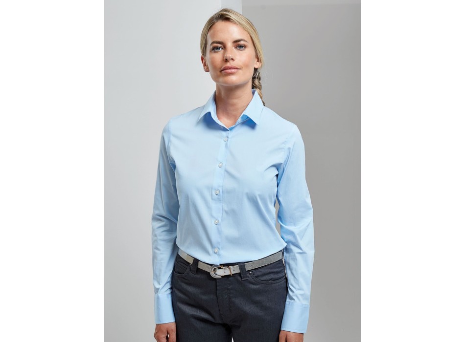 Ladies' Stretch Fit Cotton Poplin Long Sleeve Shirt FullGadgets.com