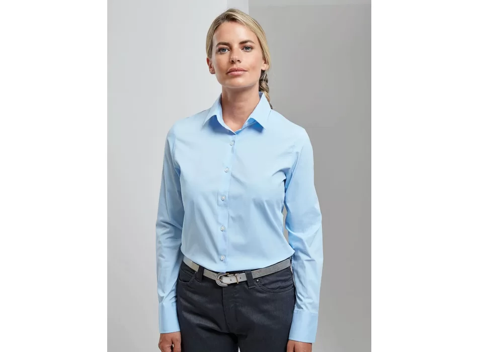 Ladies'' Stretch FitCotton Poplin Long Sleev Shirtt FullGadgets.com