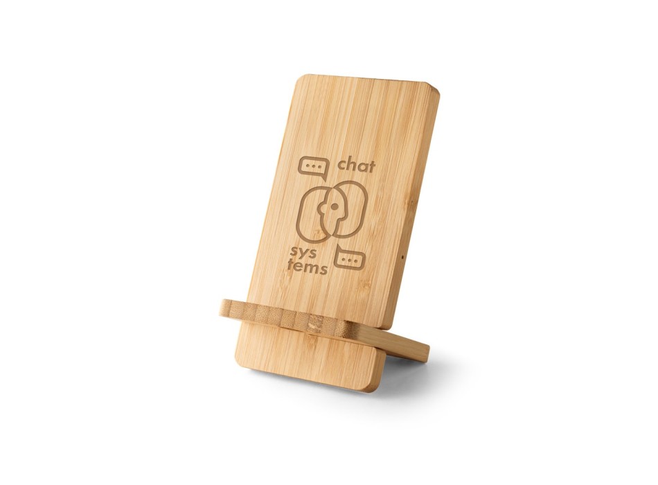 LANGE. Supporto per smartphone con caricatore wireless superveloce da 15W in bambù FullGadgets.com