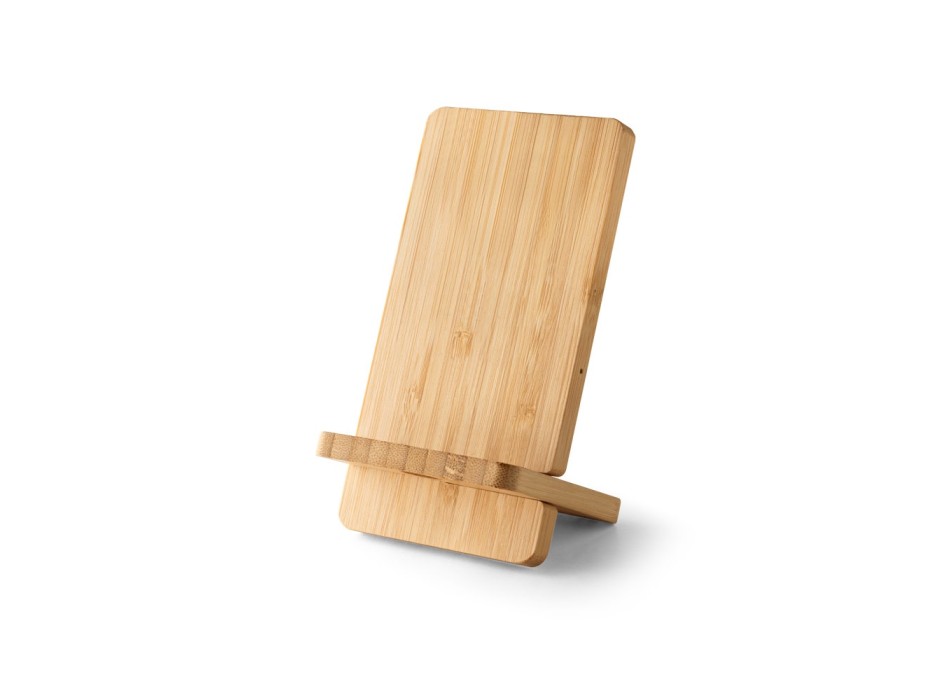 LANGE. Supporto per smartphone con caricatore wireless veloce da 15W in bambù FullGadgets.com