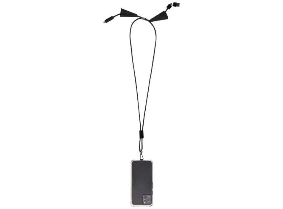 Lanyard per smartphone in plastica riciclata con cavo integrato per la sincronizzazione dati e la ricarica rapida 5 in 1 da 100 W Funi FullGadgets.com