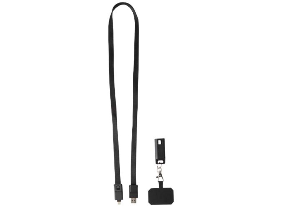 Lanyard per smartphone in plastica riciclata con cavo integrato per la sincronizzazione dati e la ricarica rapida 5 in 1 da 65 W Franz FullGadgets.com