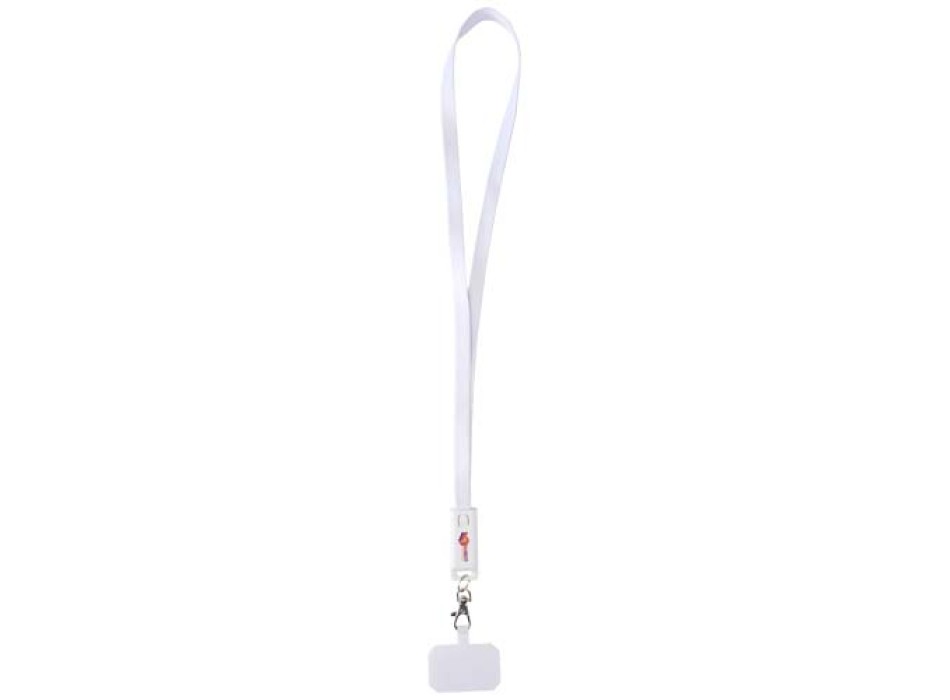Lanyard per smartphone in plastica riciclata con cavo integrato per la sincronizzazione dati e la ricarica rapida 5 in 1 da 65 W Franz FullGadgets.com