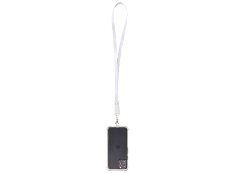 Lanyard per smartphone in plastica riciclata con cavo integrato per la sincronizzazione dati e la ricarica rapida 5 in 1 da 65 W Franz FullGadgets.com
