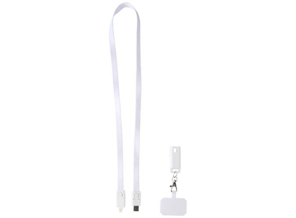 Lanyard per smartphone in plastica riciclata con cavo integrato per la sincronizzazione dati e la ricarica rapida 5 in 1 da 65 W Franz FullGadgets.com
