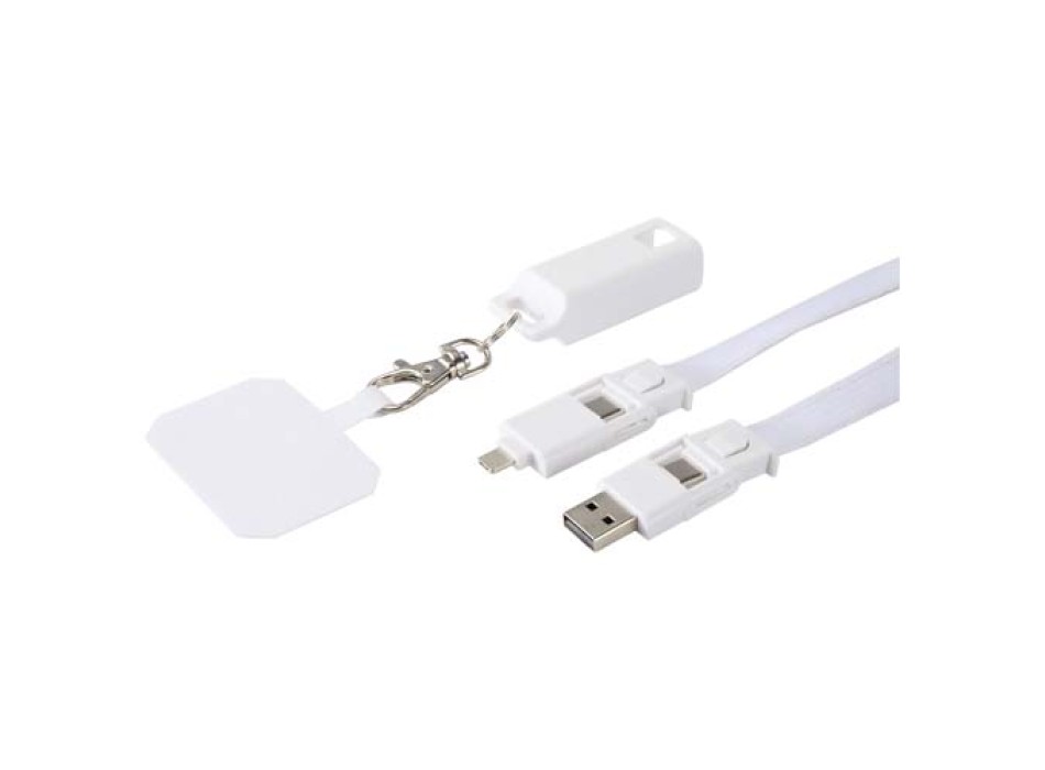 Lanyard per smartphone in plastica riciclata con cavo integrato per la sincronizzazione dati e la ricarica rapida 5 in 1 da 65 W Franz FullGadgets.com