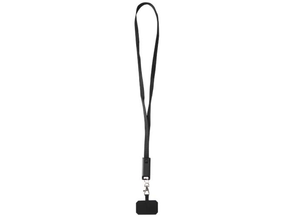 Lanyard per smartphone in plastica riciclata con cavo integrato per la sincronizzazione dati e la ricarica rapida 5 in 1 da 65 W Franz FullGadgets.com