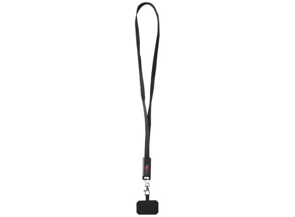 Lanyard per smartphone in plastica riciclata con cavo integrato per la sincronizzazione dati e la ricarica rapida 5 in 1 da 65 W Franz FullGadgets.com