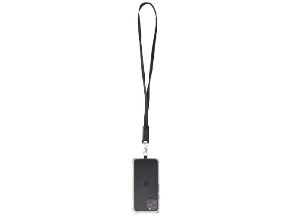 Lanyard per smartphone in plastica riciclata con cavo integrato per la sincronizzazione dati e la ricarica rapida 5 in 1 da 65 W Franz FullGadgets.com
