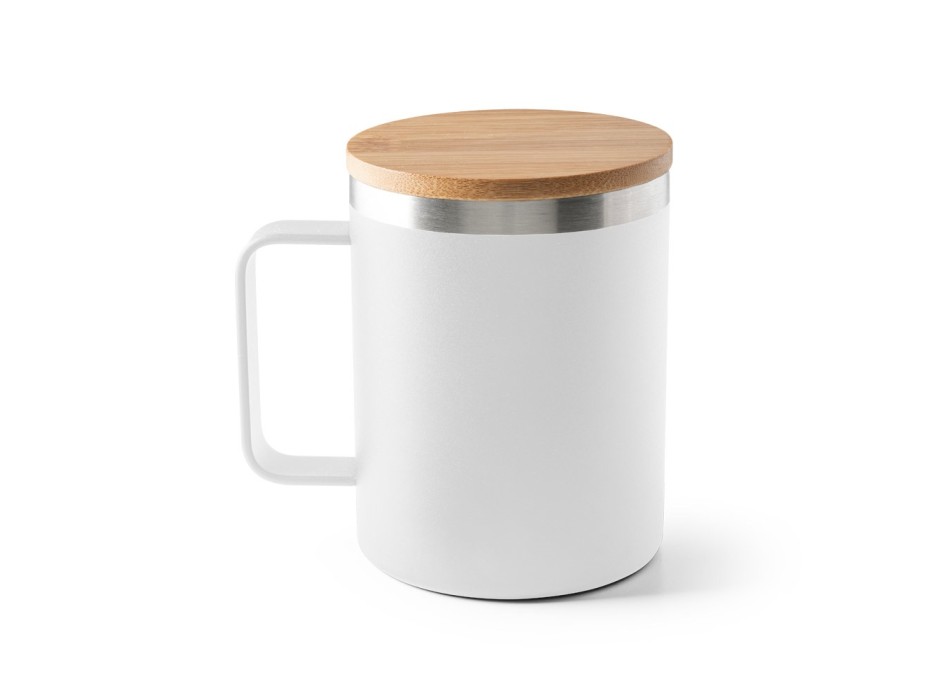 LAUDA. Tazza in acciaio inossidabile riciclato al 90% con coperchio in bambù 420 mL FullGadgets.com