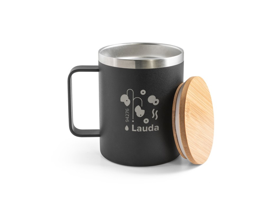 LAUDA. Tazza in acciaio inossidabile riciclato al 90% con coperchio in bambù 420 mL FullGadgets.com