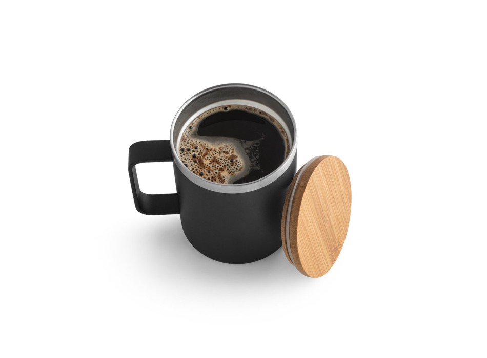 LAUDA. Tazza in acciaio inossidabile riciclato al 90% con coperchio in bambù 420 mL FullGadgets.com