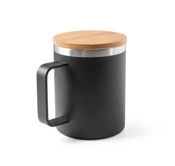 LAUDA. Tazza in acciaio inossidabile riciclato al 90% con coperchio in bambù 420 mL FullGadgets.com