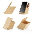 LEAVITT. Supporto per smartphone e porta biro con caricatore wireless veloce da 10W in bambù FullGadgets.com