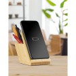 LEAVITT. Supporto per smartphone e porta biro con caricatore wireless veloce da 10W in bambù FullGadgets.com