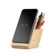 LEAVITT. Supporto per smartphone e porta biro con caricatore wireless veloce da 10W in bambù FullGadgets.com