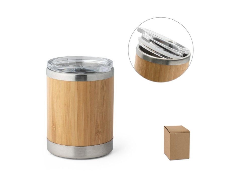 LYCKA. Bicchiere in acciaio inox e bambù 350 mL FullGadgets.com