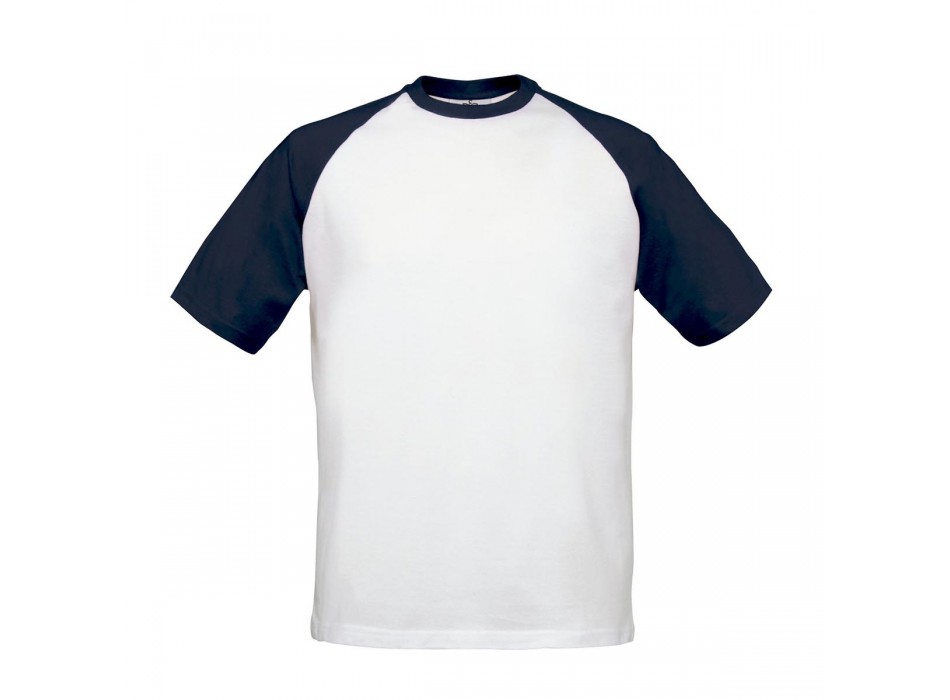 maglietta girocollo manica corta bicolore bianco/blu navy FullGadgets.com