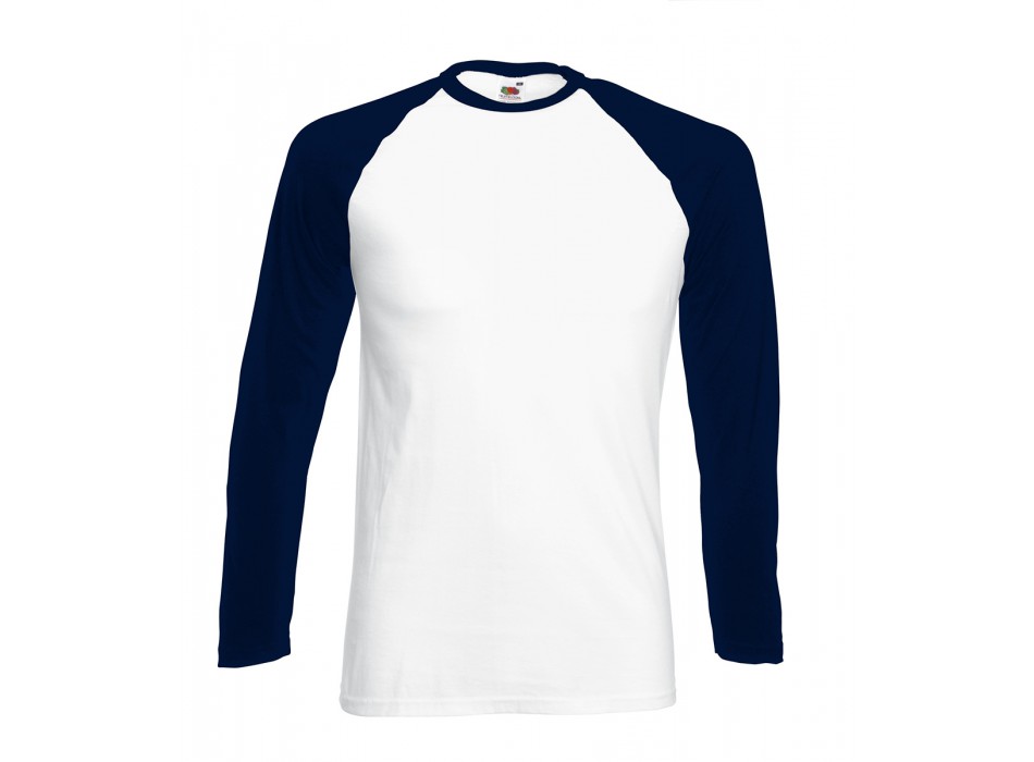 maglietta girocollo manica lunga bianca/blu navy FullGadgets.com