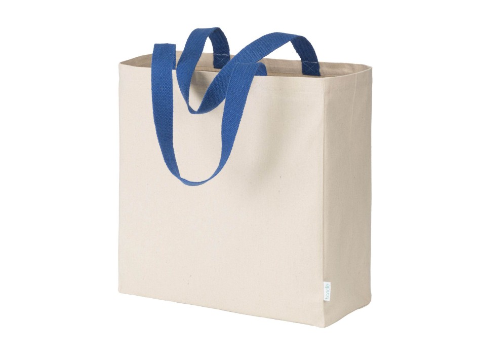 Maxi borsa shopper in cotone riciclato da 280 g/m2 naturale con manici colorati FullGadgets.com