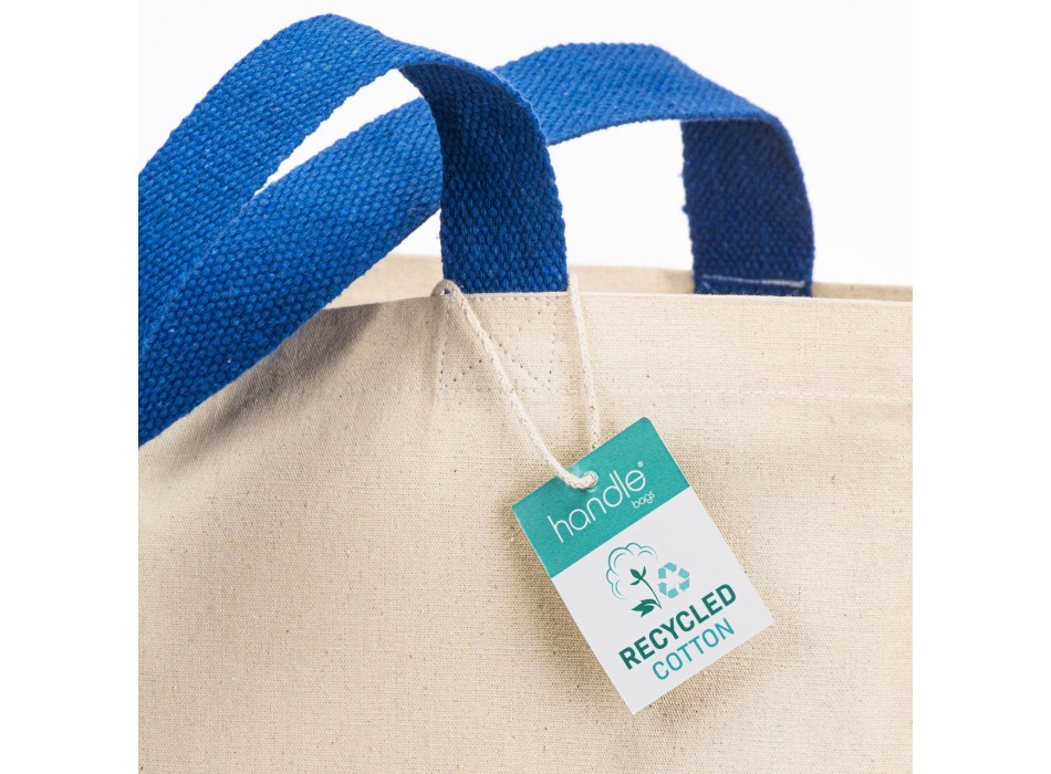 Maxi borsa shopper in cotone riciclato da 280 g/m2 naturale con manici colorati FullGadgets.com