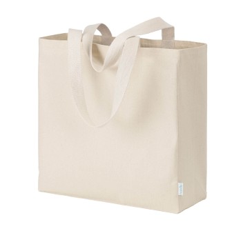 Maxi borsa shopper in cotone riciclato da 280 g/m2 naturale con manici colorati FullGadgets.com