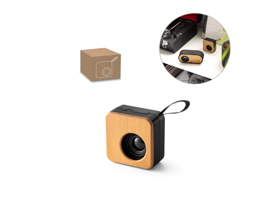 MAYER. Altoparlante portatile da 3W con autonomia di 4 ore in bambù e ABS riciclato (100% rABS) FullGadgets.com