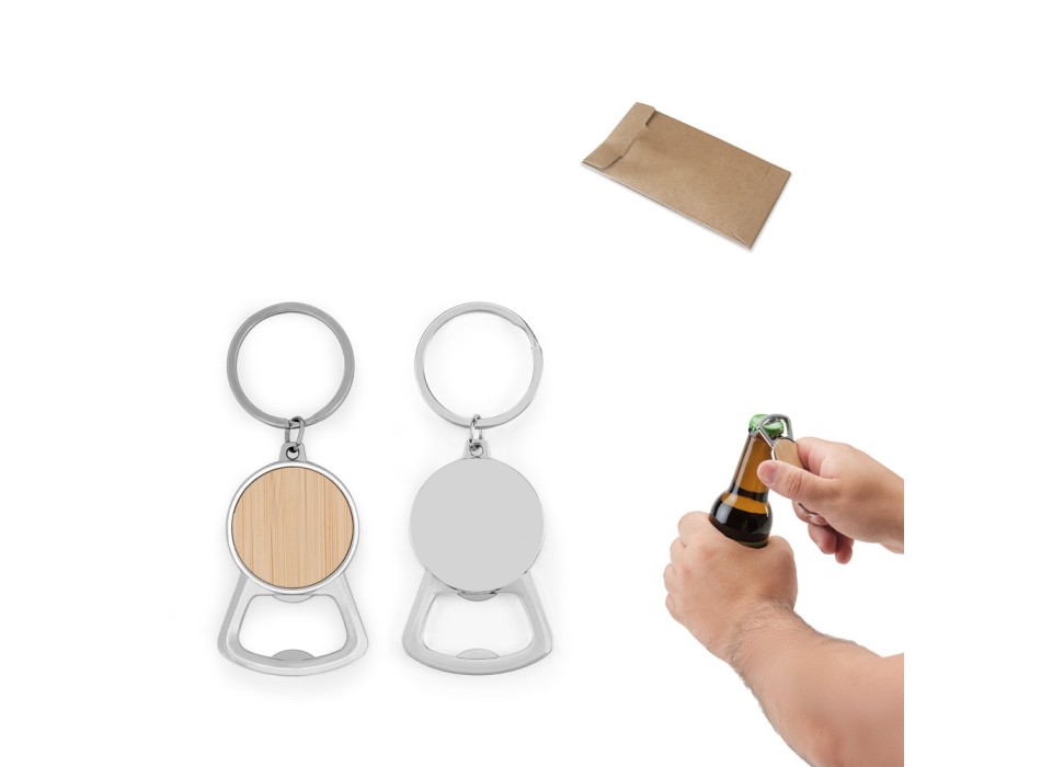MEEKO. Portachiavi in ferro con forma rotonda in zinco e bambù FullGadgets.com