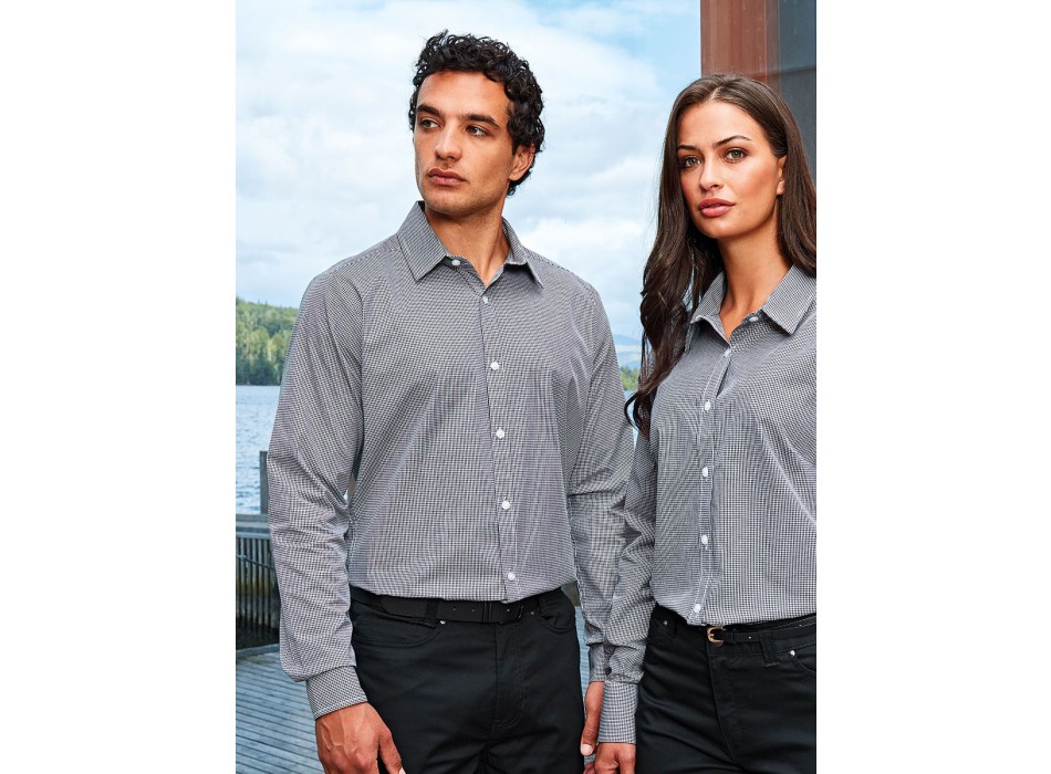 Men's Long Sleeve Microcheck Gingham Shirt FullGadgets.com