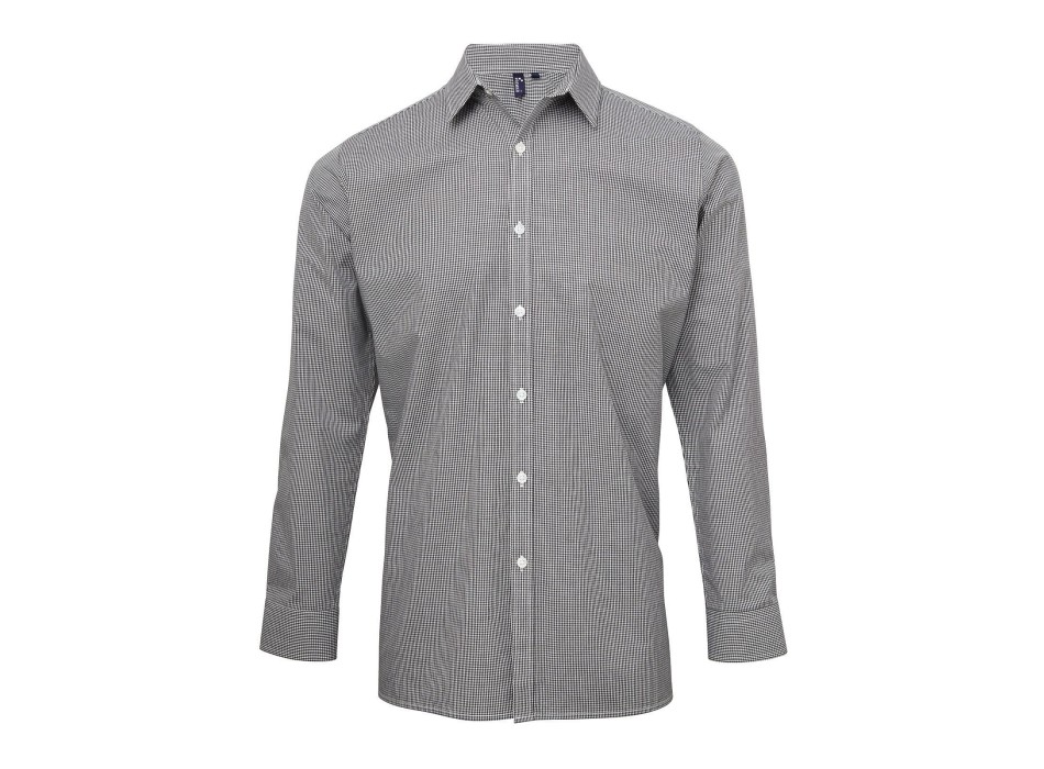 Men's Long Sleeve Microcheck Gingham Shirt FullGadgets.com