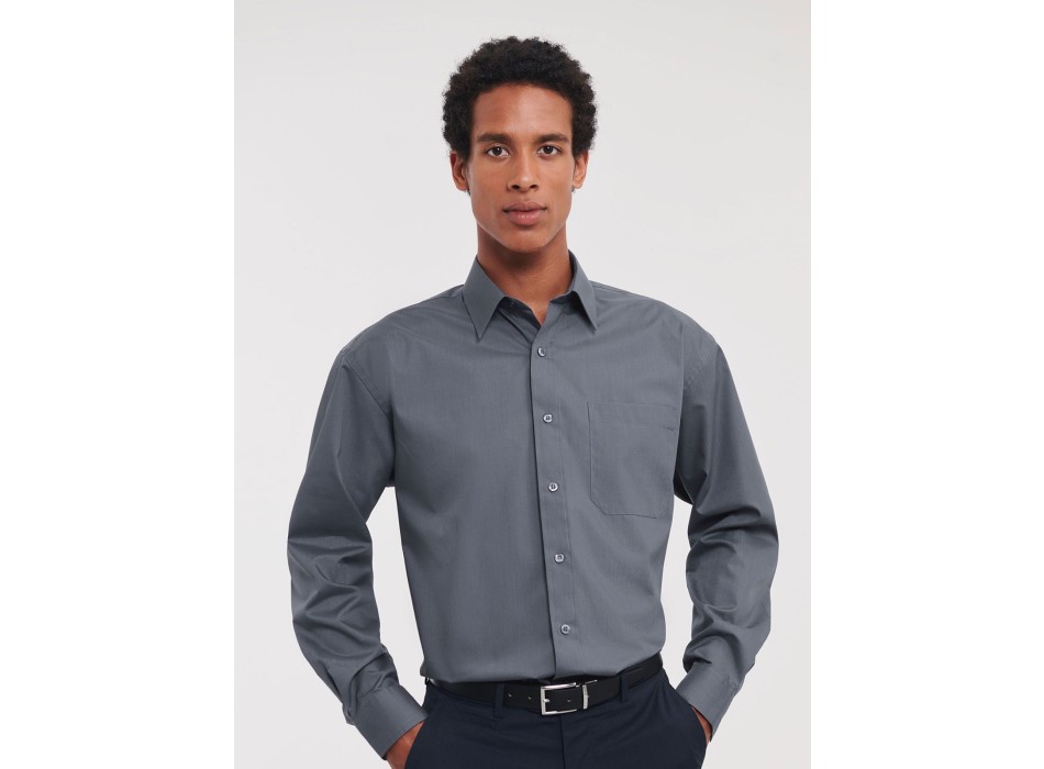 Men's Long Sleeve PolyCotton Poplin Shirt FullGadgets.com