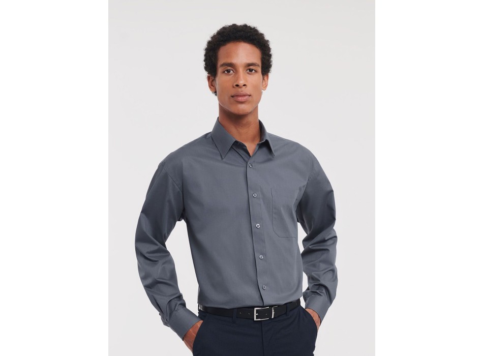Men's Long Sleeve PolyCotton Poplin Shirt FullGadgets.com