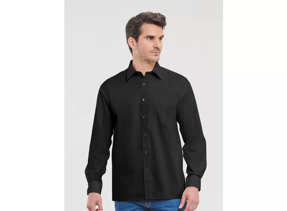 Men's Long Sleeve Pure Cotton Poplin Shirt FullGadgets.com