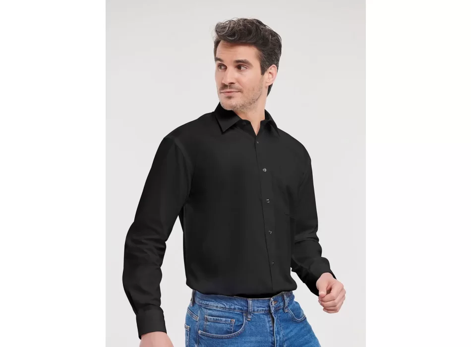 Men's Long Sleeve Pure Cotton Poplin Shirt FullGadgets.com