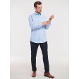 Men's Long Sleeve Tailored Contrast Herringbone Shirt FullGadgets.com