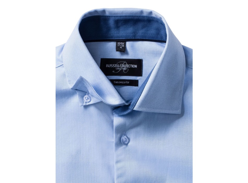 Men's Long Sleeve Tailored Contrast Herringbone Shirt FullGadgets.com