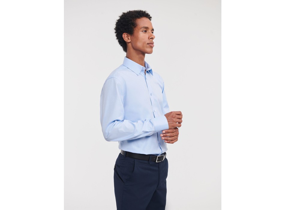 Men's Long Sleeve Tailored Herringbone Shirt FullGadgets.com
