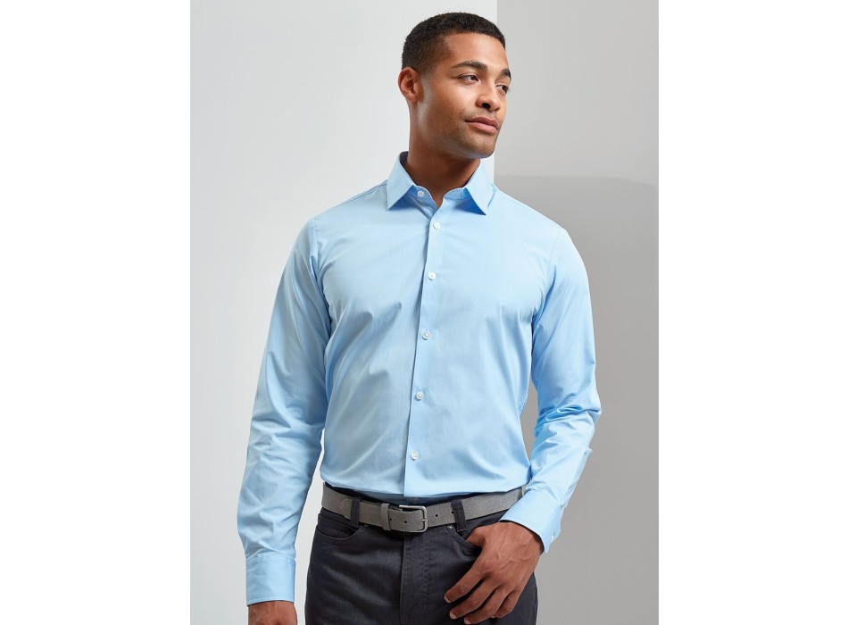 Men's Stretch Fit Cotton Poplin Long Sleeve Shirt FullGadgets.com