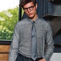 Maglietta in Chambray Lsshirt 100% Cotone Personalizzabile |Premier