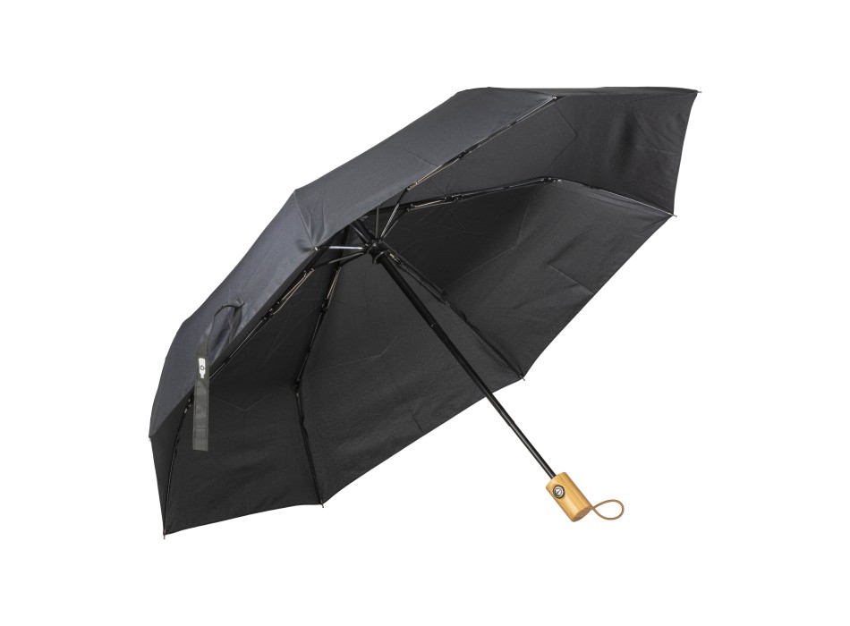 Mini ombrello automatico in R-PET con manico in bambù FullGadgets.com