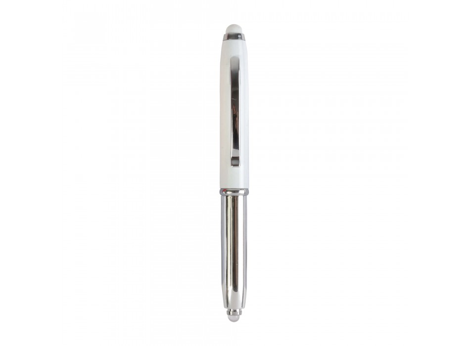 Mini penna in plastica color argento, con cappuccio e clip in metallo, con luce FullGadgets.com